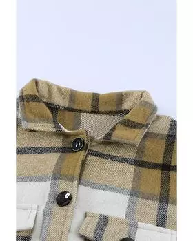 Azura Exchange Button Closure Plaid Coat XL хаки