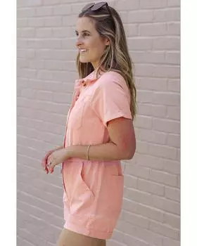 Azura Exchange Джинсовый комбинезон на пуговицах XL розовый