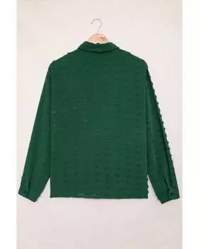 Azura Exchange Button Fuzzy Polka Dot Shirt L зелёный