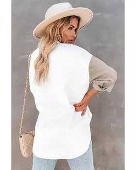 Azura Exchange Рубашка на пуговицах с карманом L белый