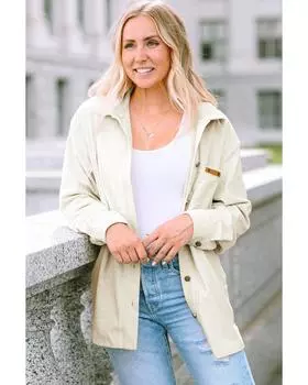 Azura Exchange Buttoned Front Pocketed Shacket L бежевый