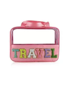 Azura Exchange Chenille Letter Clear PVC Makeup Bag One Size светло-розовый