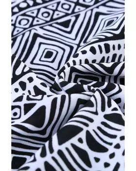 Azura Exchange Черный этнический принт с высоким воротом и бретельками танкини S чёрный