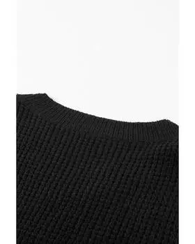 Azura Exchange Черный полосатый свитер с рукавами реглан и заниженной линией плеч S чёрный