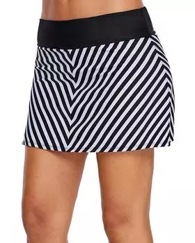 Azura Exchange Chevron Striped Swim Skirt S белый