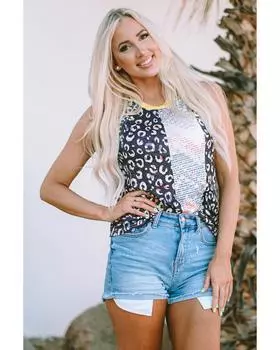 Azura Exchange Майка с шевронным узором S леопардовый