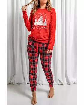 Azura Exchange Christmas Plaid 2pcs Loungewear L красный