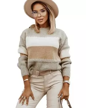 Azura Exchange Толстый полосатый свитер с воротником-стойкой XL разноцветный