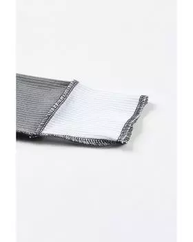 Azura Exchange Color Block Rib Knit Top with Irregular Seaming Trim S серый