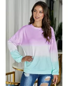 Azura Exchange Color Block Tie Dye Pullover Sweatshirt M фиолетовый