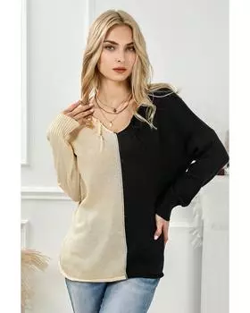 Azura Exchange Color Block V Neck Sweater XL хаки