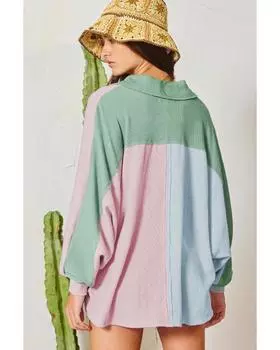 Azura Exchange Топ свободного покроя с цветными блоками и рубчиком M разноцветный