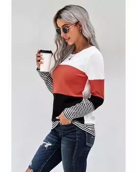 Azura Exchange Colorblock Splicing Stripes Top S красный