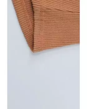 Azura Exchange Контрастный ребристый топ с рукавами-пузырями L оранжевый