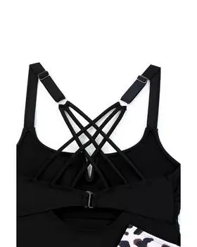 Azura Exchange Contrast High Waist Strappy Tankini S чёрный