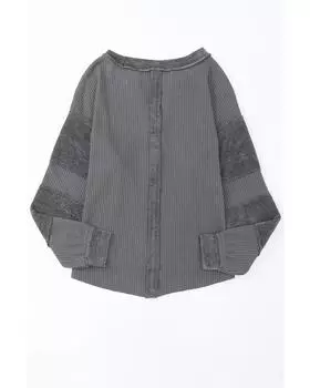 Azura Exchange Контрастный топ-хенли с открытым швом и заплатками M серый