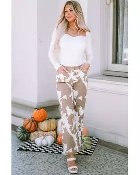 Azura Exchange Cow Spot Print Pocketed Jeans 16 US хаки