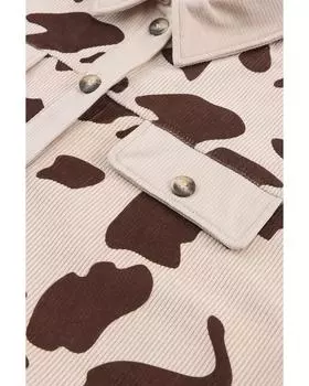 Azura Exchange Вельветовая куртка с принтом «Коровьи пятна» S хаки