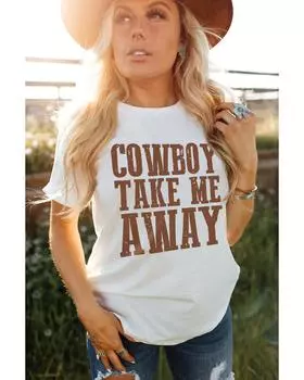Azura Exchange Cowboy Take Me Away T-Shirt XL белый