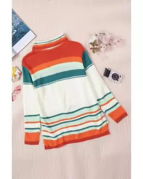 Azura Exchange Cowl Neck Color Block Knit Sweater L оранжевый