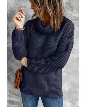 Azura Exchange Cozy Navy Turtleneck Sweater XL синий