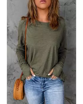 Azura Exchange Толстовка с круглым вырезом и длинными рукавами S зелёный