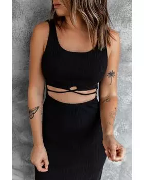 Azura Exchange Criss Cross Sleeveless Midi Dress XL чёрный