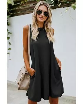 Azura Exchange Crisscross Back Knit Sleeveless Dress XL чёрный