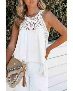 Azura Exchange Топ без рукавов из кружева крючком XL белый