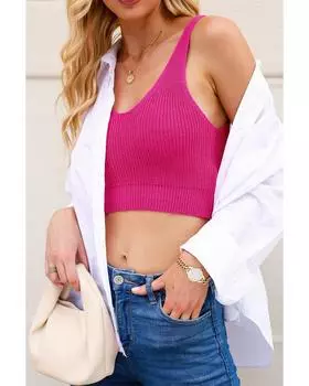 Azura Exchange Cropped Knit Vest L ярко-розовый