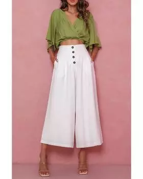 Azura Exchange Cropped Wide Leg Pants 12 US белый