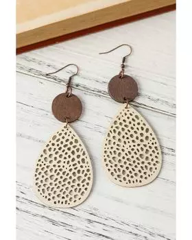 Azura Exchange Cut-Out Water Drop Earrings ONE SIZE абрикосовый