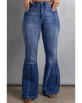 Azura Exchange Темно-синие джинсы клеш большого размера с вышитыми строчками 1X темно-синий