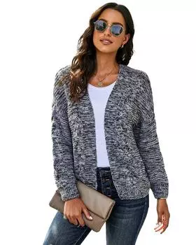 Azura Exchange Dark Gray Chunky Wide Long Sleeve Knit Cardigan S серый
