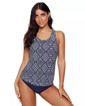 Azura Exchange Diamond Print Beach Tankini Swimsuit M разноцветный