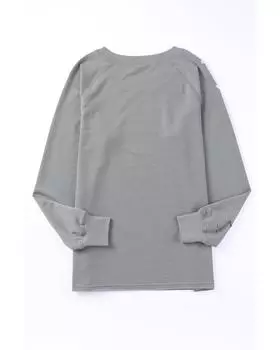 Azura Exchange Distressed Ribbed Trim Pullover L серый