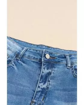Azura Exchange Distressed Vintage Denim Shorts with High Waist and Pockets 16 US небесно-голубой