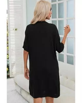 Azura Exchange Длинный кардиган с карманами и рукавами «летучая мышь» S чёрный