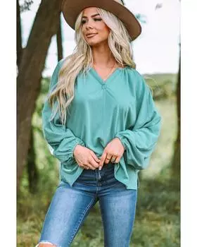 Azura Exchange Dolman Style V Neck Top M зелёный