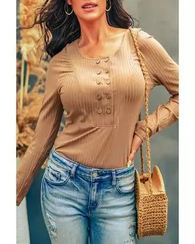 Azura Exchange Double Breasted Long Sleeve Bodysuit S хаки