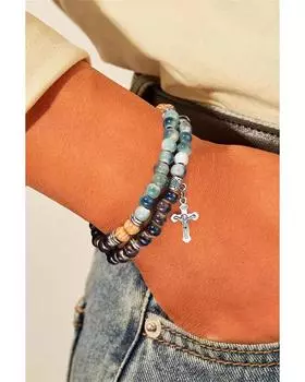 Azura Exchange Double-Layered Cross Beading Bracelet in Ceramic ONE SIZE разноцветный