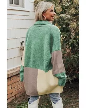 Azura Exchange Драпированный Кардиган с открытым передом L зелёный