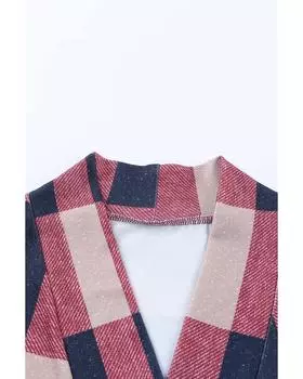 Azura Exchange Драпированный клетчатый кардиган XL красный