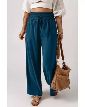 Azura Exchange Drawstring Elastic Waist Wide Leg Pants L синий