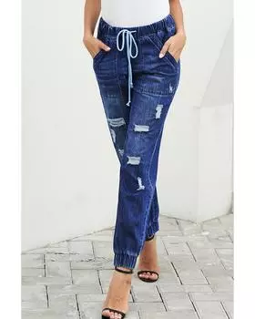 Azura Exchange Джоггеры с карманами и завязками S синий