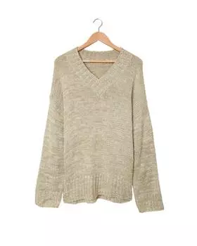 Azura Exchange Drop Shoulder Knitted Sweater 2XL серый