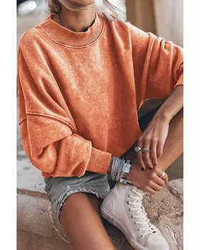 Azura Exchange Толстовка-пуловер с заниженными плечами XL оранжевый