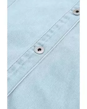 Azura Exchange Джинсовая куртка с необработанным краем и застежкой на пуговицы S небесно-голубой