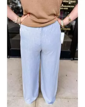 Azura Exchange Джинсы Beau Blue Light Wash Elastic High Talys Plus Size Loose Straight 1X бо синий