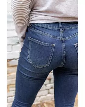 Azura Exchange Джинсы клеш с потертостями S синий